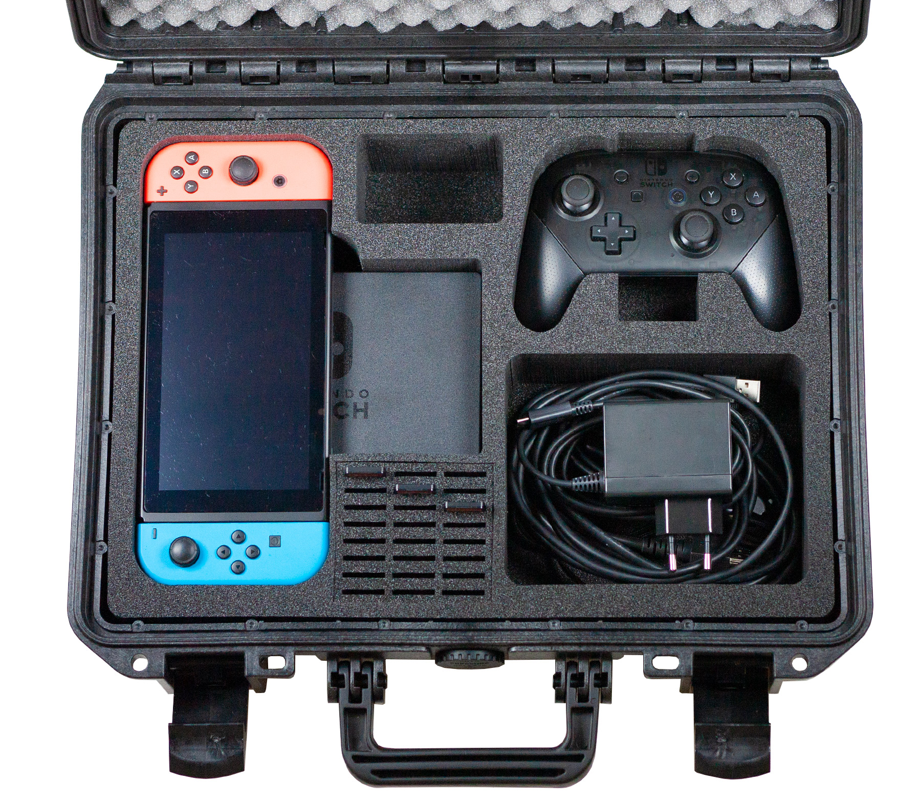 rugged travel case for your Nintendo Switch. 24 games and Pro-Controller.